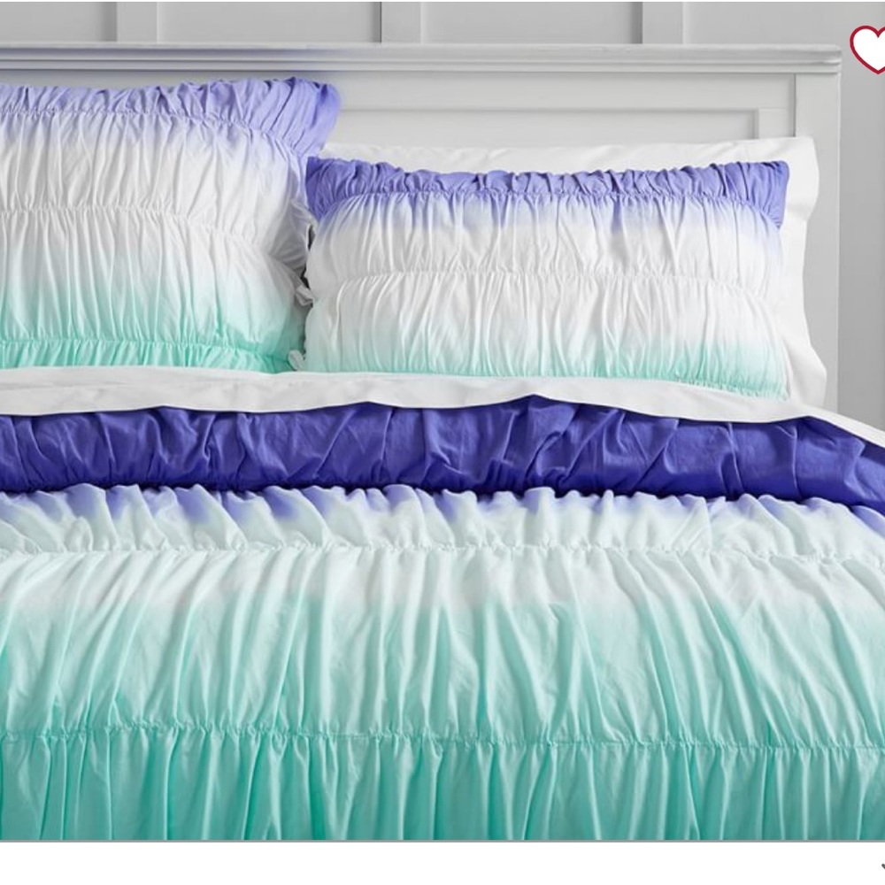 NWOT Pottery Barn Teen Surf Dip-Dye Ruched Duvet Cover - NEW Without tags
